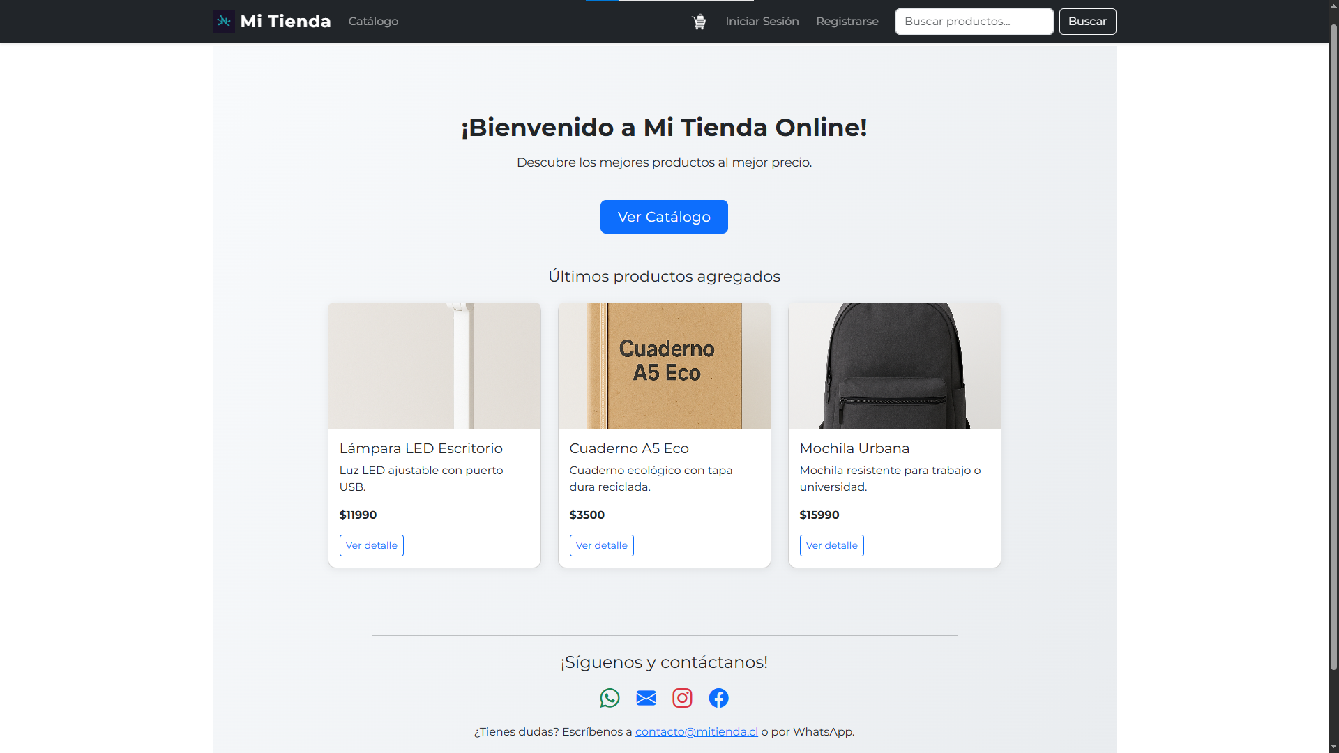 Plataforma E-commerce - Página Principal con catálogo de productos y navegación moderna